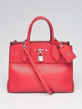 Louis Vuitton Red Leather City Steamer PM Bag